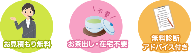 お見積もり無料・お茶出しと在宅不要・無料診断アドバイス付き