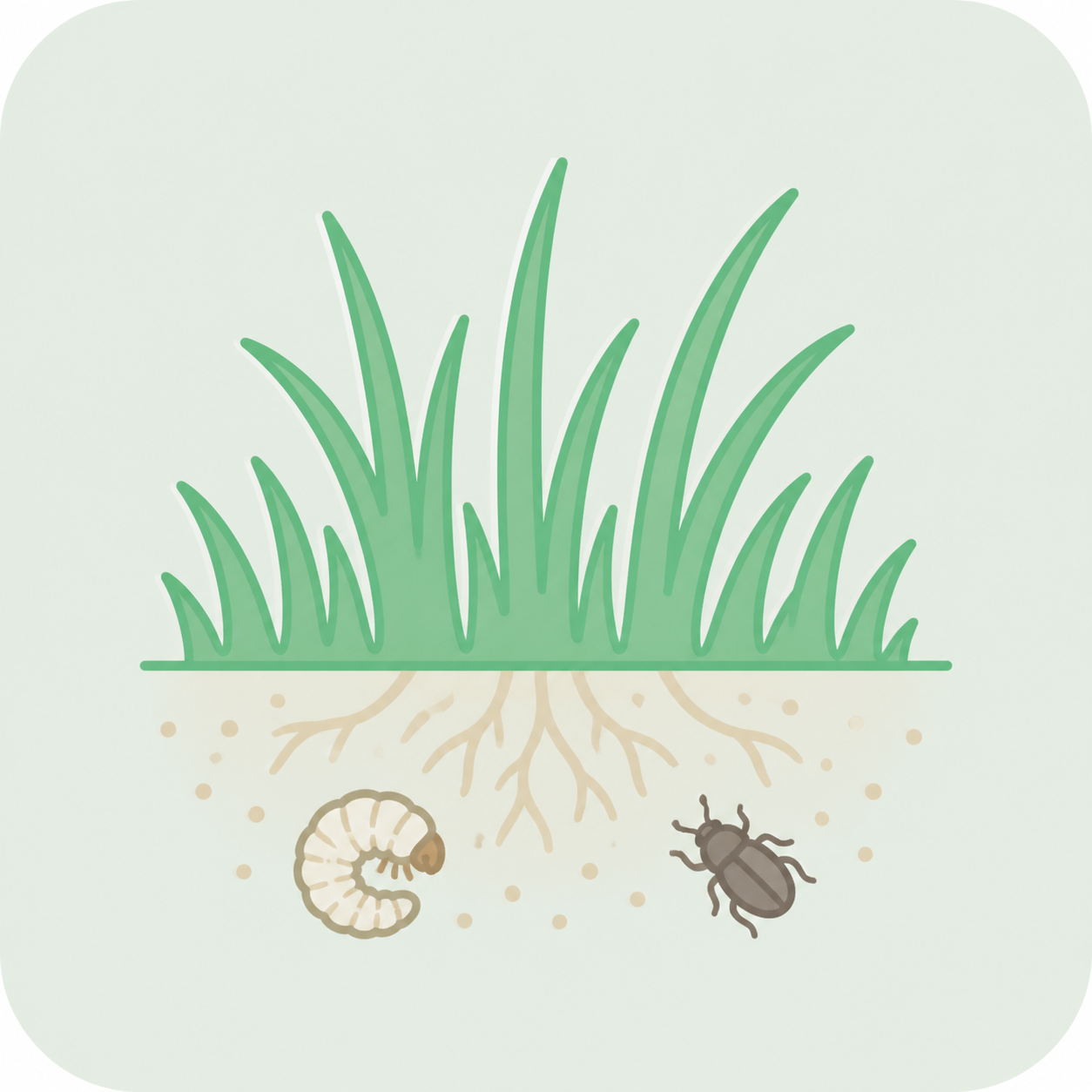 芝生の害虫防除を表すイラスト